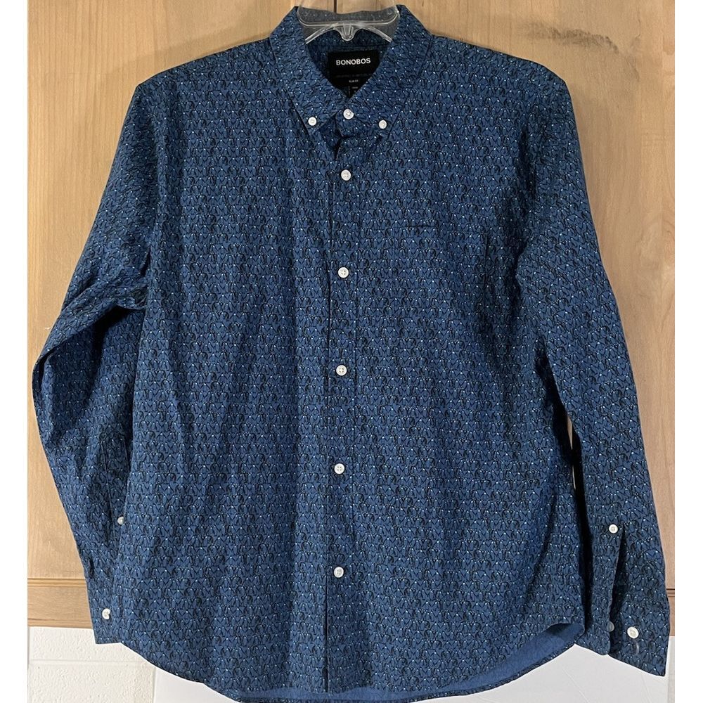 Bonobos Slim Fit LS Button Down Shirt Sz L Blue